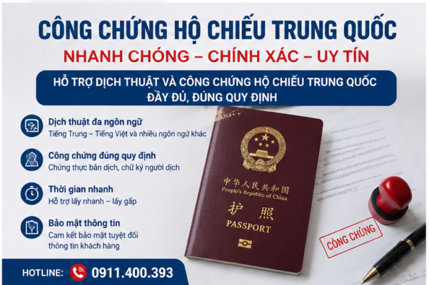 Dịch vụ công chứng hộ chiếu Trung Quốc