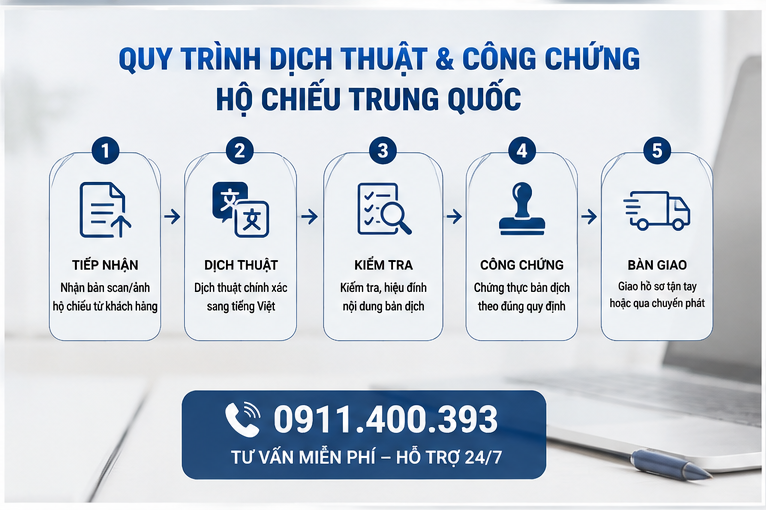 Quy trình dịch thuật công chứng hộ chiếu Trung Quốc